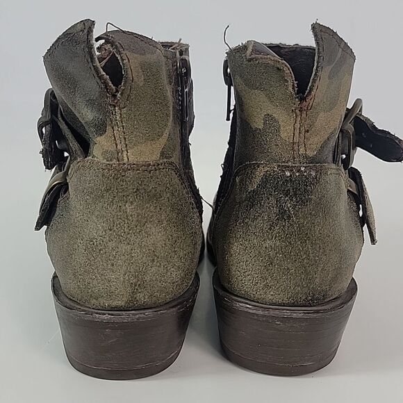 Cofi Camo Military Print Leather Women's Ankle Boots - Picture 5 of 12